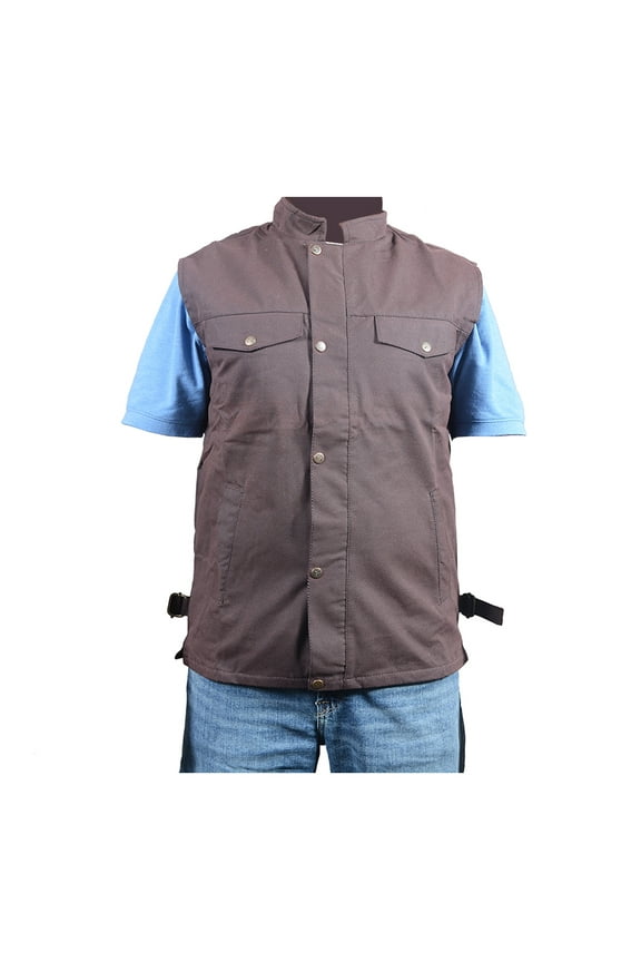 Outerwear Men's Vest Lightweight Waterproof Oilskin Jacket Sleeveless Brown Small