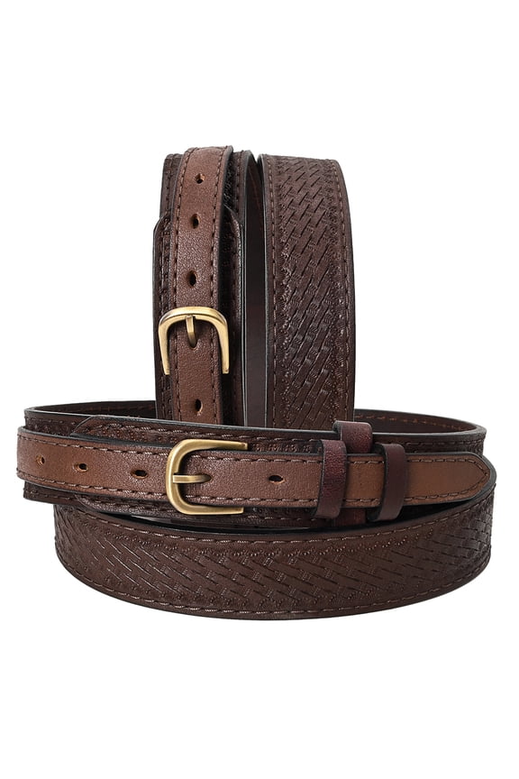 Western Genuine Leather Belt for Men Women Cowboy Cowgirl Handmade Unisex Full Grain Heavy Duty Basketweave Tooled