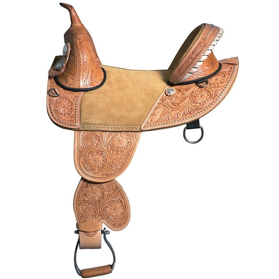 HILASON Treeless Western Trail Barrel American Leather Horse Saddle Tan | for Horses