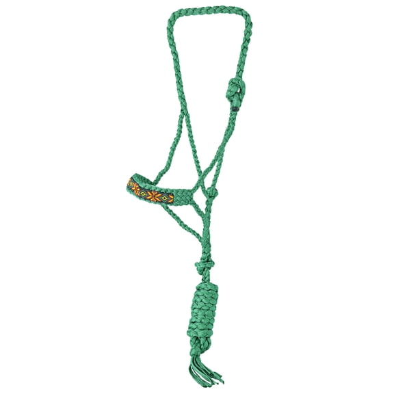 HHilason Braided Nylon Rope Halter  Beaded Noseband  With 8 Ft. Lead Rope Halter for Horses Caribbean Green