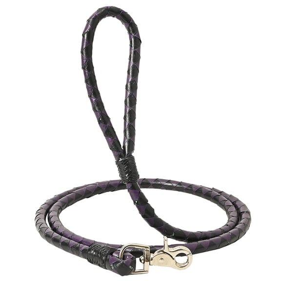 HILASON Braided Genuine Leather Dog Leash with Heavy Duty Snap Durable Professional Training Lead Purple