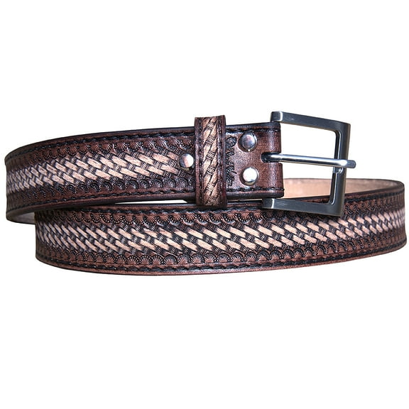 HILASON Western Genuine Leather Belt for Men Women Cowboy Cowgirl Handmade Unisex Heavy Duty Basketweave Belt for Jeans