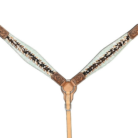 HILASON Western Horse Breast Collar American Hairon Leather Tan