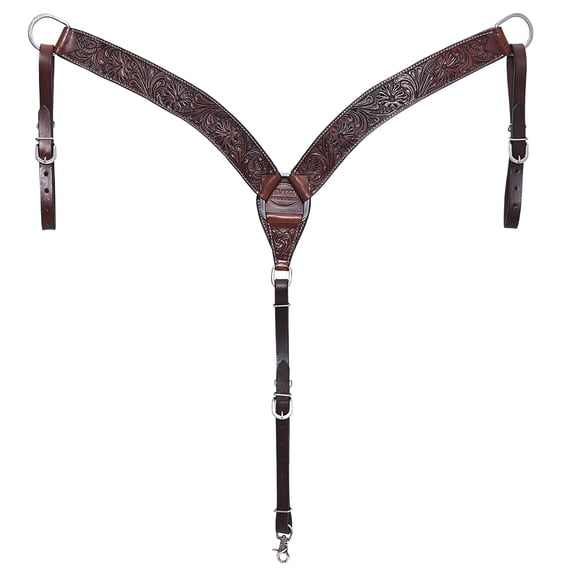 HILASON Western Horse Breast Collar Tack Genuine American Leather Floral Dark Brown