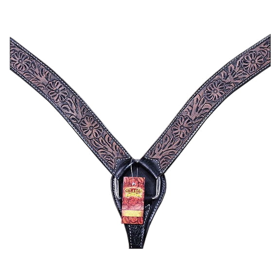 HILASON Western Horse Breast Collar Tack Genuine American Leather Floral Rough Out Black