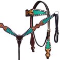 thumbnail image 1 of HILASON Western Horse Floral Headstall Breast Collar Set American Leather, 1 of 3