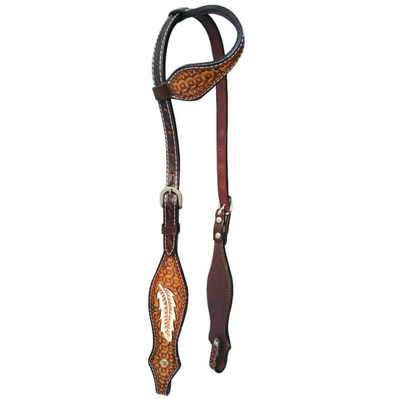 HILASON Western Horse Floral One Ear Headstall American Leather Brown
