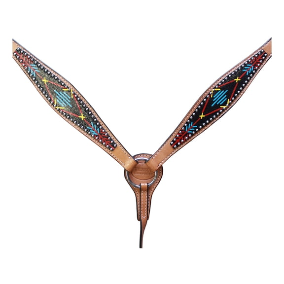 HILASON Western Horse Genuine Leather Breast Collar Set Tan