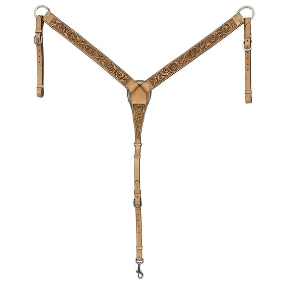HILASON Western Horse Genuine Leather Hand Tooled Floral Design Breast Collar Tan
