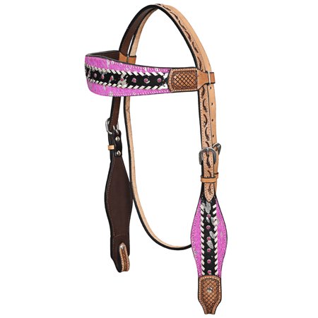 HILASON Western Horse Headstall American Hair-On Leather Tan