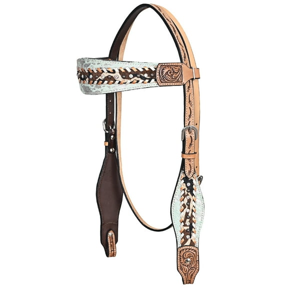 HILASON Western Horse Headstall American Hairon Leather Tan