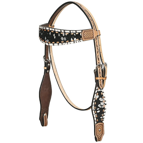 HILASON Western Horse Headstall American Hair-On Leather Tan