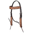 thumbnail image 1 of HILASON Western Horse Headstall American Leather Floral Tan Dark Brown, 1 of 4
