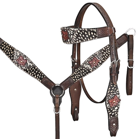 HILASON Western Horse Headstall Breast Collar Leather Brown