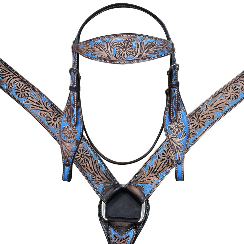 Frontal (Browband Headstall) En Cuir Américain Pour Cheval - Marron Clair - Taille Cheval - Marque Hilason