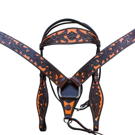 HILASON Western Horse Headstall Breast Collar Set Tack American Leather