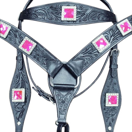 HILASON Western Horse Headstall Breast Collar Set Tack American Leather