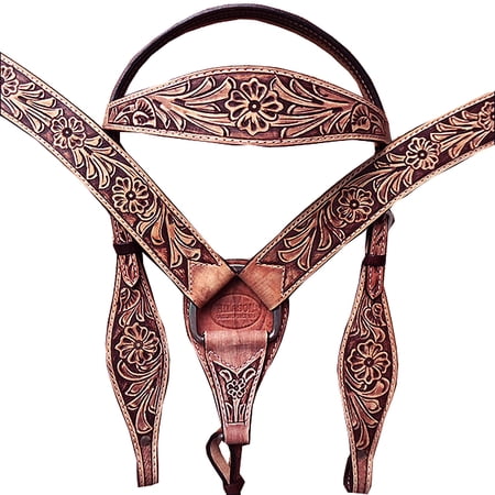 HILASON Western Horse Headstall Breast Collar Set Tack American Leather