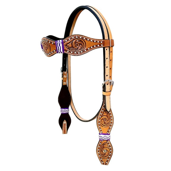 HILASON Western Horse Headstall Rawhide Braided American Leather Tan