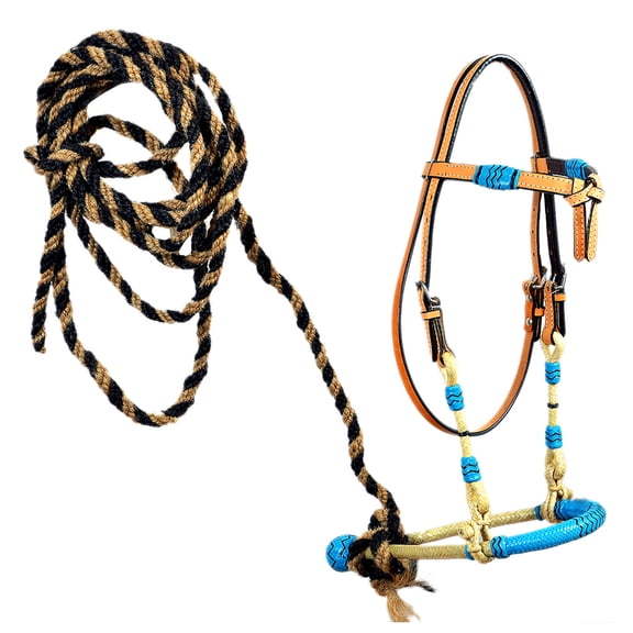 HILASON Western Horse Headstall Tack Bridle American Leather Bitless Rein