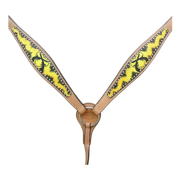 HILASON Western Horse Leather Breast Collar Set Cross Gun