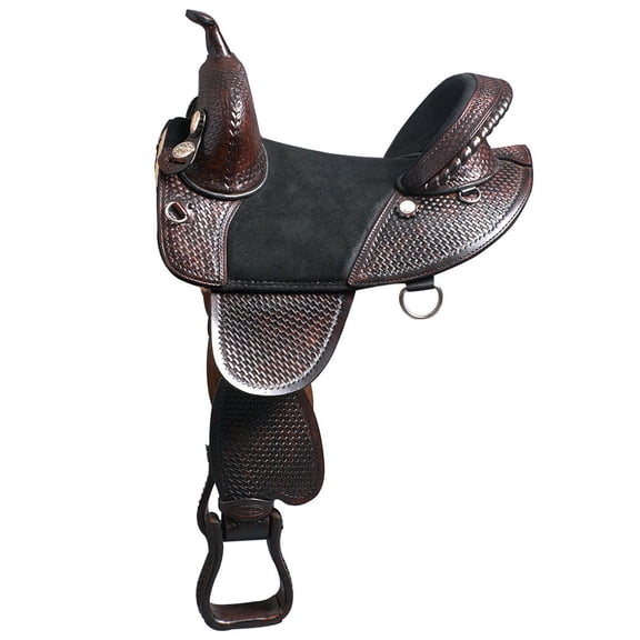 HILASON Western Horse Trail Barrel Racing American Leather Saddle | Treeless for Horses