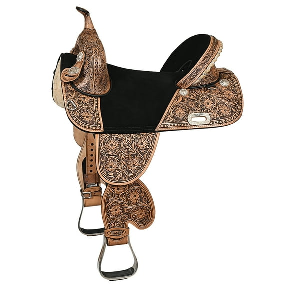 HILASON Western Horse Treeless Trail Barrel American Leather Saddle | for Horses