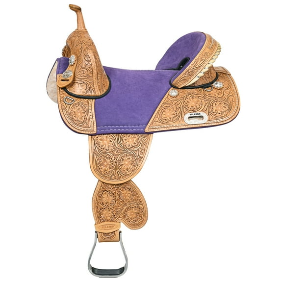 HILASON Western Horse Treeless Trail Barrel American Leather Saddle | for Horses