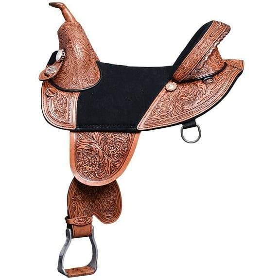 HILASON Western Horse Treeless Trail Barrel American Leather Saddle | for Horses