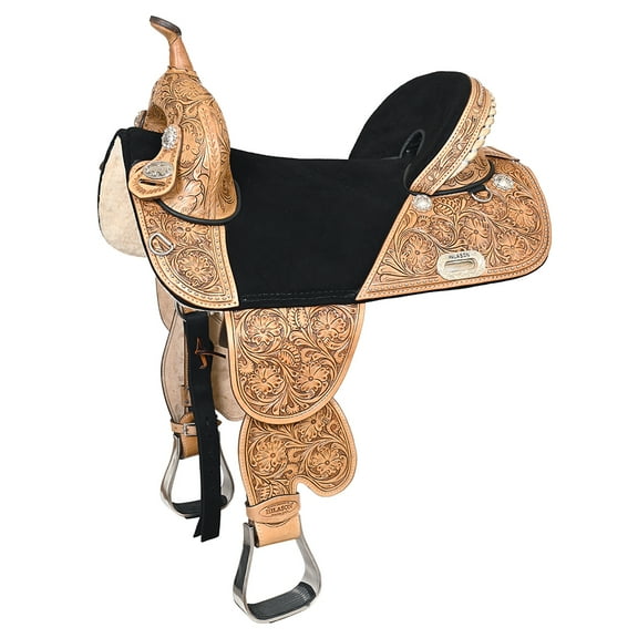 18 In HILASON Western Horse Treeless Trail Barrel Saddle American Leather Tan | for Horses