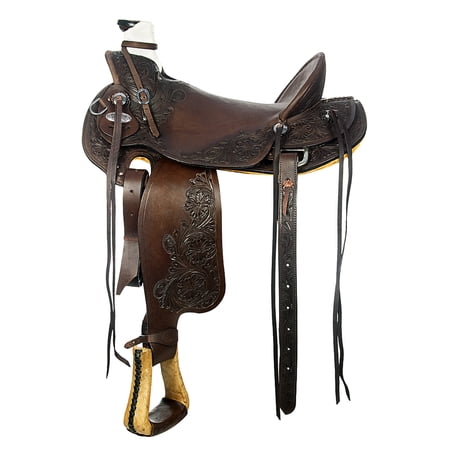HILASON Western Horse Wade Saddle American Leather Ranch Roping Dark Brown 16 In