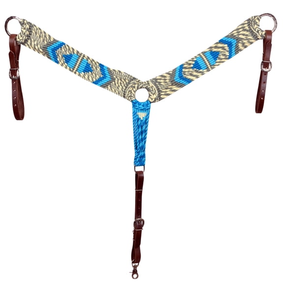 HILASON Western Wool Hand Tooled Breast Collar Grey & Turquoise