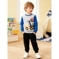 thumbnail image 1 of HILEELANG Toddler Boys(2-7Y) Car Truck Sweatshirt and Pants Set, 2 Piece Long Sleeve Outfit for Kids, Cotton Fall Winter Clothes 3T, 1 of 9