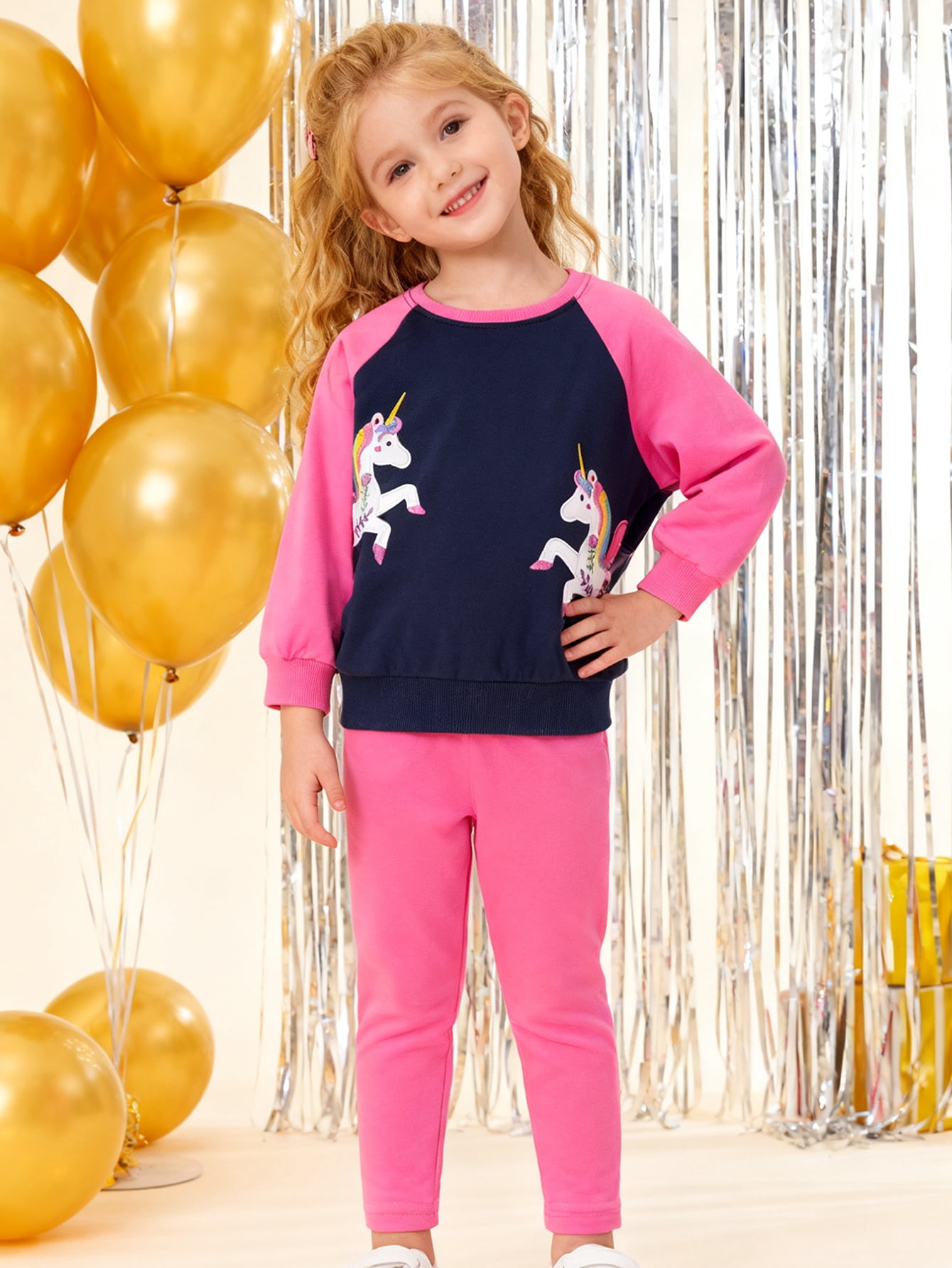 little Girl Fall Outfits Clothing Pants Set（Age:2-7Y) Offwhite Fairy Sweatshirt Cotton Strench Leggings Playwear Sets 2pc 6T