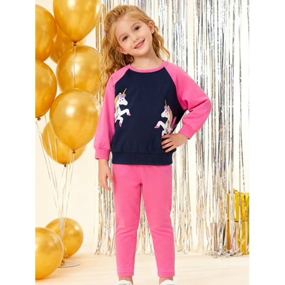 HILEELANG Toddler Girl Fall Outfits Clothing Pants Set(Age:2-7Y) Offwhite Fairy Sweatshirt Cotton Strench Leggings Playwear Sets 2pc 4T