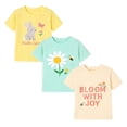 thumbnail image 1 of HILEELANG 2-7T Toddler/Little Girls 100% Cotton 3 Pack Bunny Graphic Short Sleeve T-Shirt, Size 5T, 1 of 6