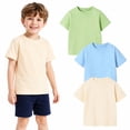 thumbnail image 1 of HILEELANG 2-7T Toddler Little Boys Sky Blue Fresh Green Soft Yellow 100% Cotton T-Shirt 3-Pack Size 4T, 1 of 11
