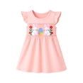 thumbnail image 1 of HILEELANG 2–7T Toddler/Little Girls Pink Bunny Easter Smocked Flutter Sleeve Dress Size 4T, 1 of 5