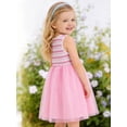 thumbnail image 1 of HILEELANG 2-8 Toddler Little Girls Tulle Dress Pink Sleeveless Ribbed Stripe Top Spring Summer 4 Years, 1 of 14