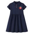 thumbnail image 1 of HILEELANG 2-9Y Girls Polo School Uniform Dress with Pockets Cotton Blend Pique Short Sleeve Collared Dress with Apple Patch,3-4Y, 1 of 9