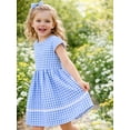 thumbnail image 1 of HILEELANG 3-13T Little/Big Girls Light Blue Gingham 100% Cotton Dress Size 10-11T, 1 of 8