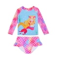 thumbnail image 1 of HILEELANG 3-9T Toddler/Little Girls Light Blue Mermaid Graphic Rainbow Scales Rashguard Swimsuit Set 6-7T, 1 of 7