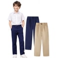 thumbnail image 1 of HILEELANG 4-15 Little/Big Boys and girls Chino Pants Straight Leg Button Front Twill School Uniform Everyday Wear Navy Khaki 2 Pack,Size 4-5T, 1 of 12