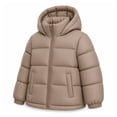thumbnail image 1 of HILEELANG Girls Cropped Puffer Jacket, Hooded Short Winter Coat for Kids and Teens, Beige, 11-12Y, 1 of 8