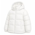 thumbnail image 1 of HILEELANG Girls Cropped Puffer Jacket, Hooded Short Winter Coat for Kids and Teens, Off White, 11-12Y, 1 of 8