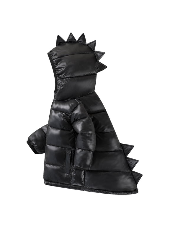 Toddler Boy Girl (12M-7Y) Winter Puffer Jackets Coats Black Dinosaur Hooded Light Weight Padded Outerwear 12-24M