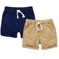thumbnail image 1 of HILEELANG Baby Boys' Shorts 2-Pack Chino Short Summer Cotton Casual Pants with Pockets Khaki Navy Blue 3t, 1 of 5
