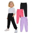 thumbnail image 1 of HILEELANG Baby Girls' Jogger Pants 3-Pack Pull on Cotton French Terry Solid Grey Navy pink Ruffle Pocket SweatPants12M, 1 of 9
