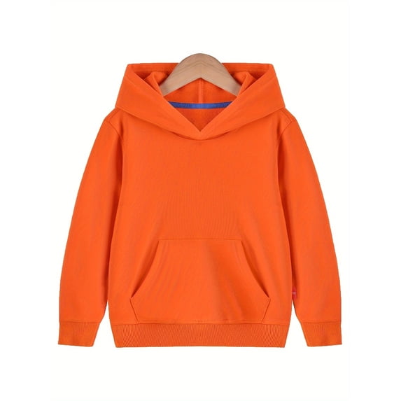 HILEELANG 4-12 Toddler/Little/Big Boys Girls Orange Solid Color Hoodie Pullover 9-10