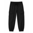 thumbnail image 1 of HILEELANG Boys and Girls Cargo Jogger Sweatpants, Stretch Drawstring Pants with Pockets, Black, Ages 4-5Y, 1 of 1